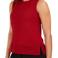 Anne Klein Women's Slitted Sleeveless Crew Neck Top Red Size X-Small