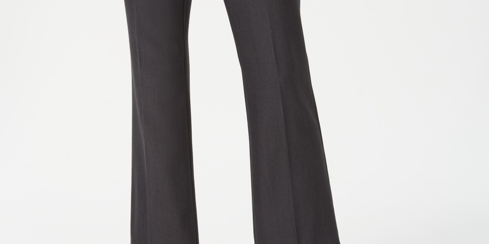 JM Collection Women's Extended-Tab Trousers Charcoal Size 12 Petite