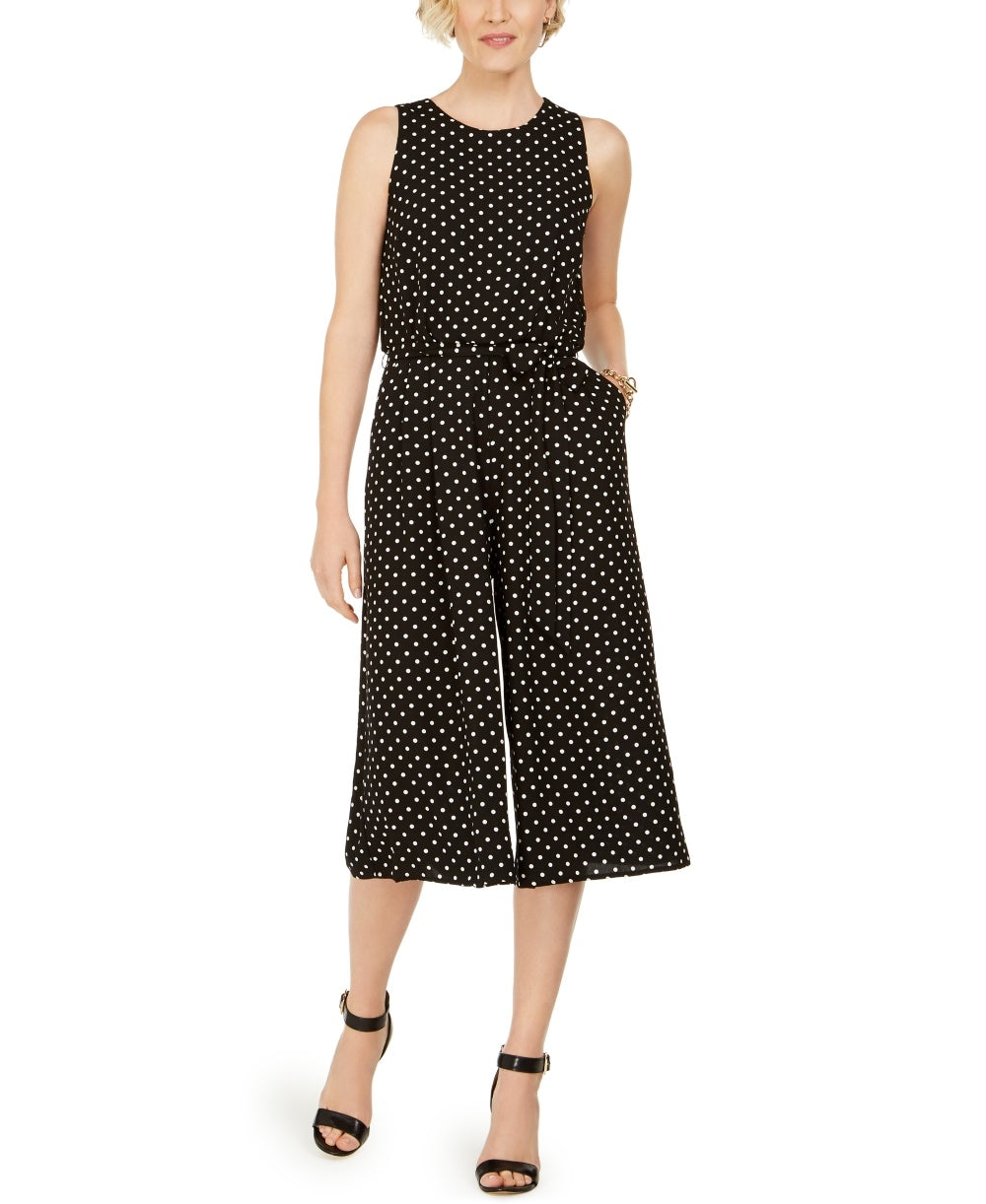 Vince Camuto Women's Polka Dot Cropped Jumpsuit Black Size 12