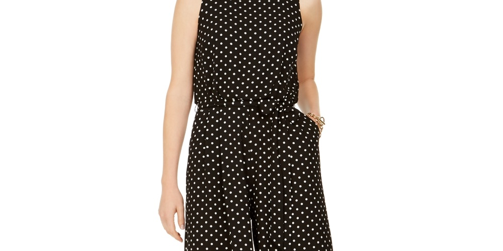 Vince Camuto Women's Polka Dot Cropped Jumpsuit Black Size 12