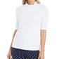 Charter Club Women's Supima Cotton Mock Neck Top  White Size X-Large