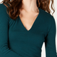INC International Concepts Women's Petite V-Neck Top Green Size Petite X-Large