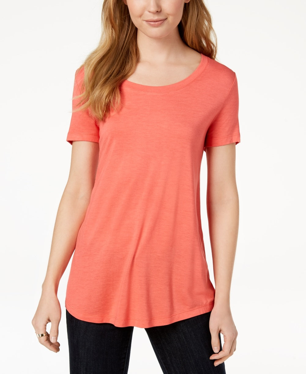 Maison Jules Women's Scoop Neck T Shirt Orange Size X-Small