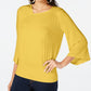 Thalia Sodi Women's Smocked Flared-Sleeve Top  Yellow Size Large