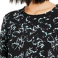 Alfani Women's Petite Printed V-Hem Top Black Size Small