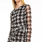 INC International Concepts Women's Printed Sheer Sleeve Top White Size -PL