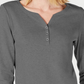 Karen Scott Women's Cotton Henley Top Gray Size Medium