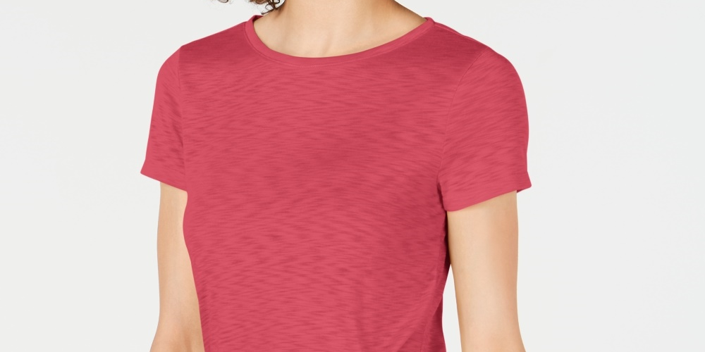 INC International Concepts Women's Ruched T-Shirt Brght Orange Size Medium