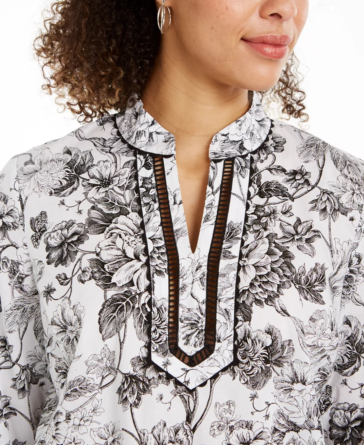Charter Club Women's Split-Neck Tunic White Size Medium