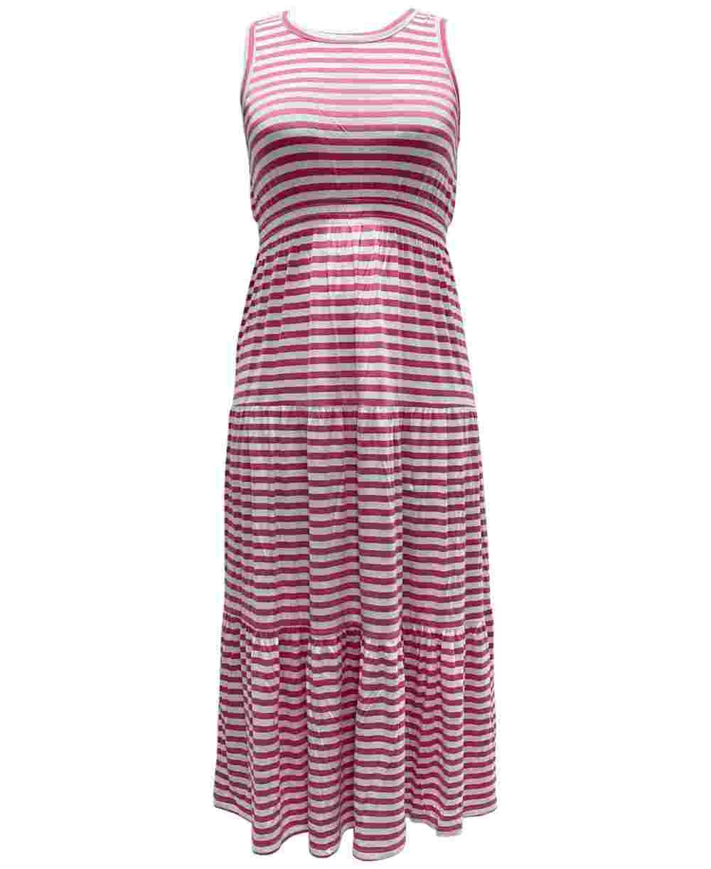 Style & Co Women's Striped Sleeveless Maxi Dress Pink Size Small
