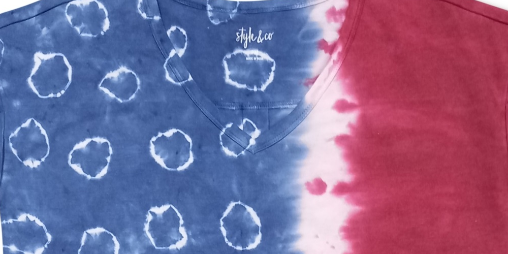 Style & Co Women's Tye Dyed American Flag T-Shirt Pink Size Medium