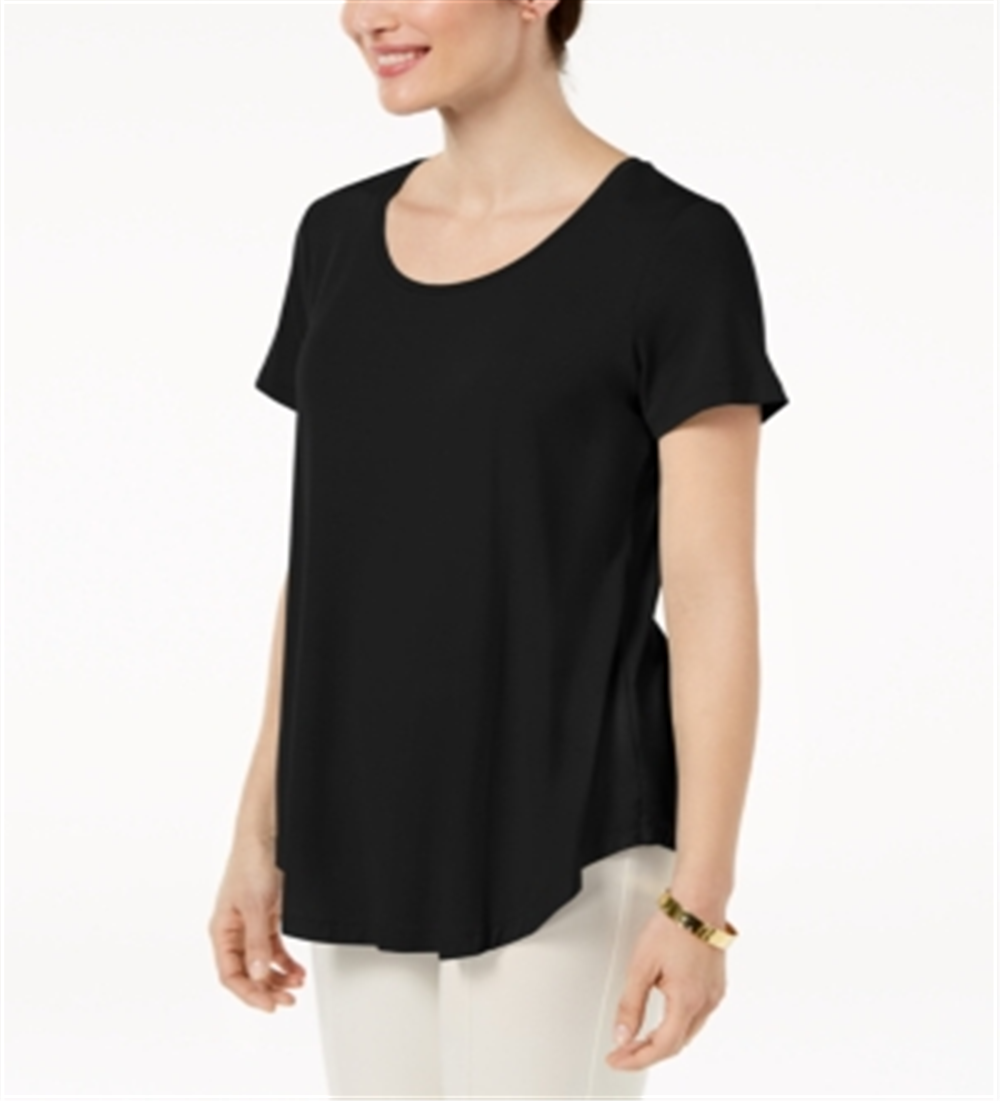 JM Collection Women's Scoop Neck Top Black Size S