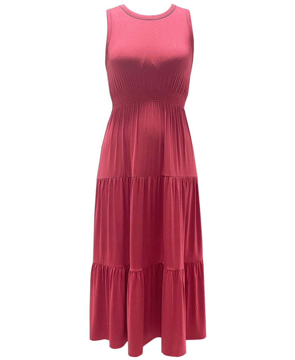 Style & Co Women's Tiered Sleeveless Dress Pink Size Small