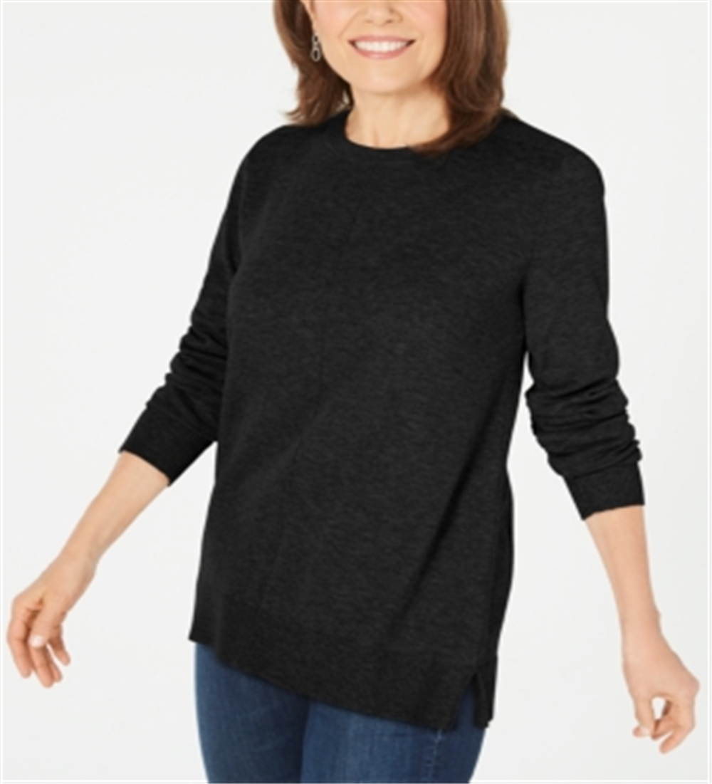 Karen Scott Women's Plush Front Seam Sweater Black Size XS