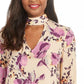 Thalia Sodi Women's Printed Mock-Neck Cutout Top Beige Size Medium