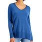 Style & Co Women's V Neck Band Hem Sweater Blue Size Small