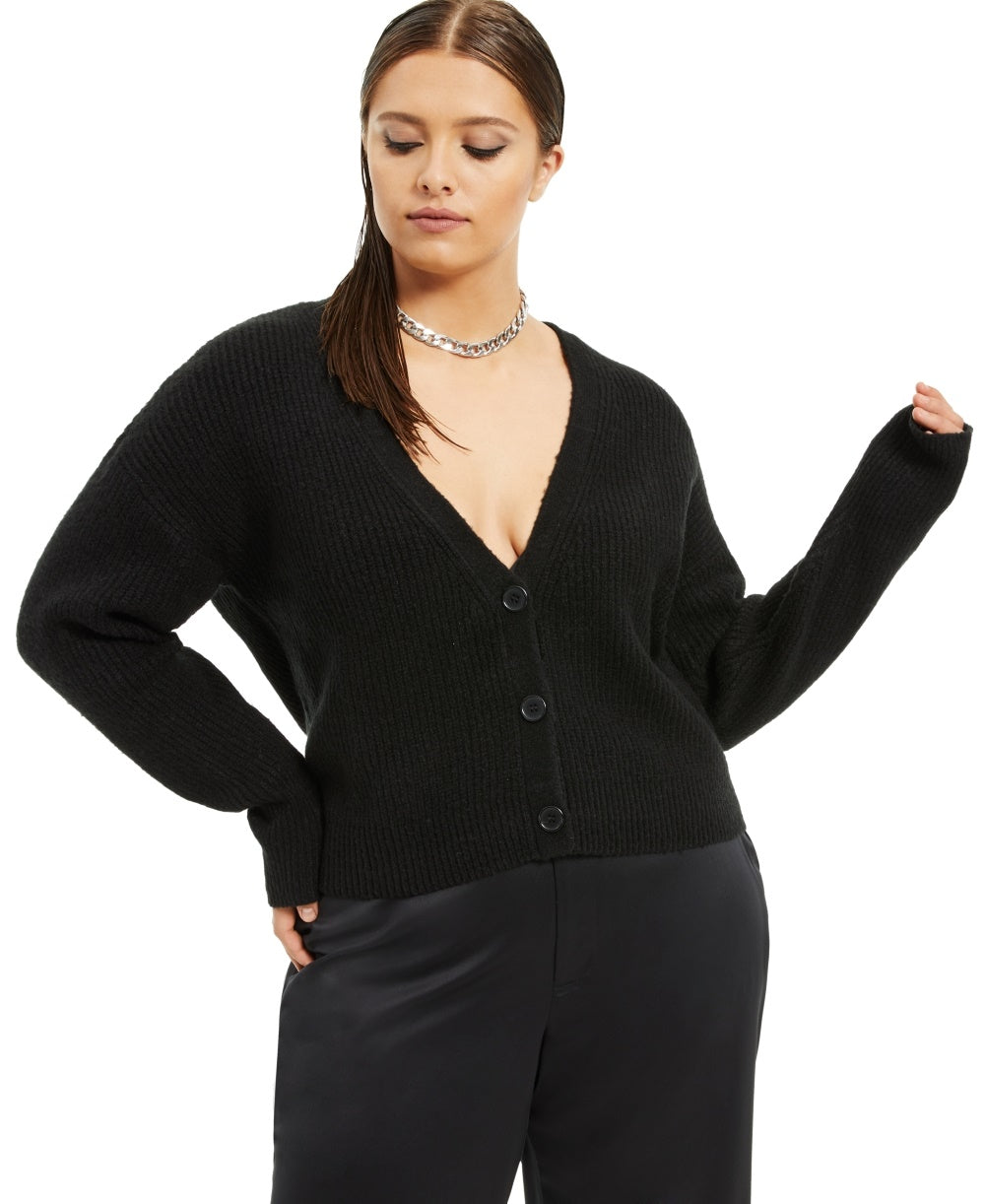 Danielle Bernstein Women's Plus Size Button Front Cardigan Black Size 2X