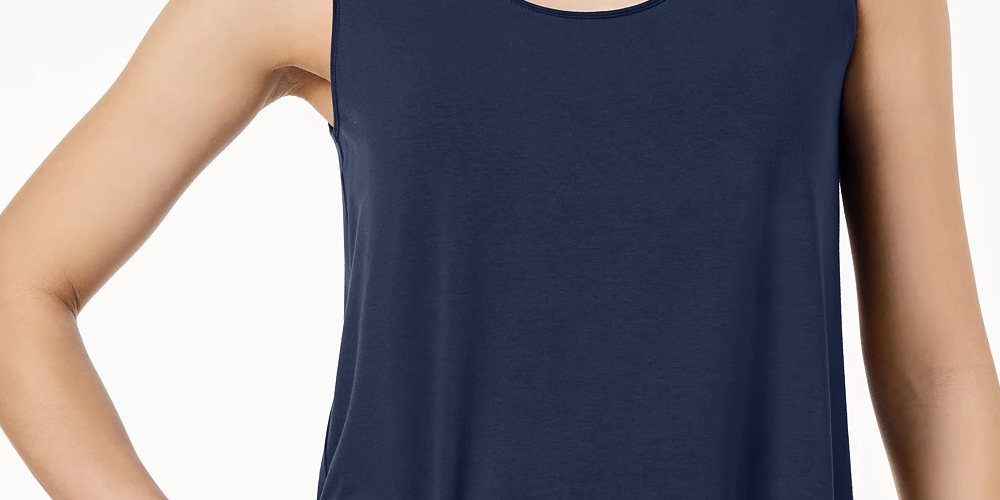 JM Collection Women's Scoop Neck Tank Top Blue Size Small
