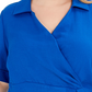 Alfani Women's Blouse Knit Surplice Draped Gathered Blue Size 1X