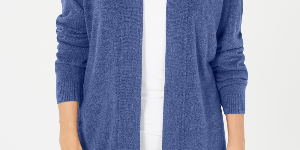 Karen Scott Women's Open Front Cardigan Blue Size Petite Small