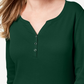 Karen Scott Women's Cotton Henley Top Green Size X-Large