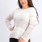 Style & Co Women's Ivory Ombre Long Sleeve Crew Neck Blouse Sweater White Size -PS
