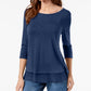 Style & Co Women's Chiffon Hem Top Blue Size X-Small