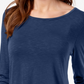 Style & Co Women's Chiffon Hem Top Blue Size X-Small