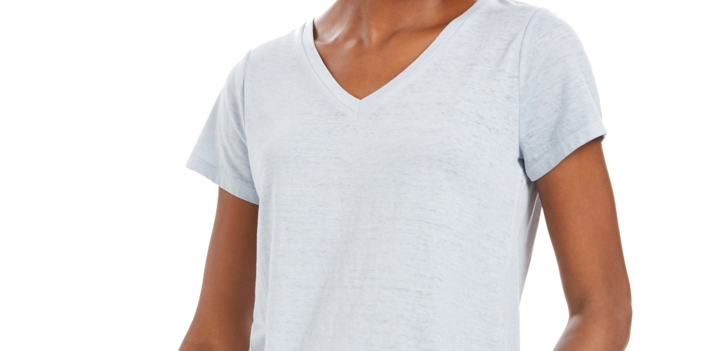 Style & Co Women's Burnout V Neck T Shirt Blue Size X-Small