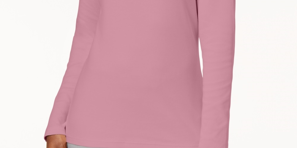 Karen Scott Women's Cotton Mock Neck Top Pink Size X-Large