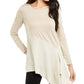 Alfani Women's Petite Colorblocked Asymmetrical Sweater Beige PL