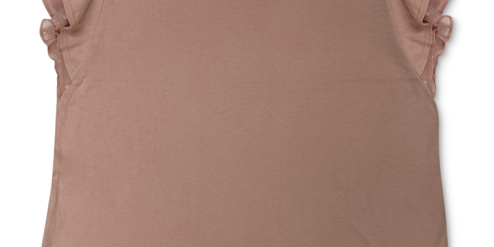 Style & Co Women's Plus Size Dot-Print-Trim Flutter-Sleeve Top Pink Size 2X