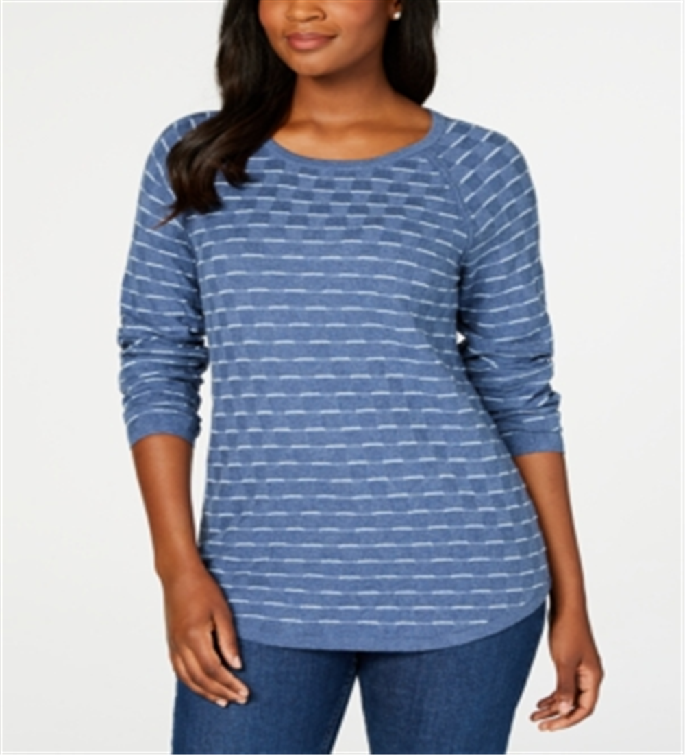 Karen Scott Women's Textured Sweater Blue Size Large