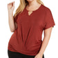 JM Collection Women's Plus Size Twist-Front Top  Red Size 2X