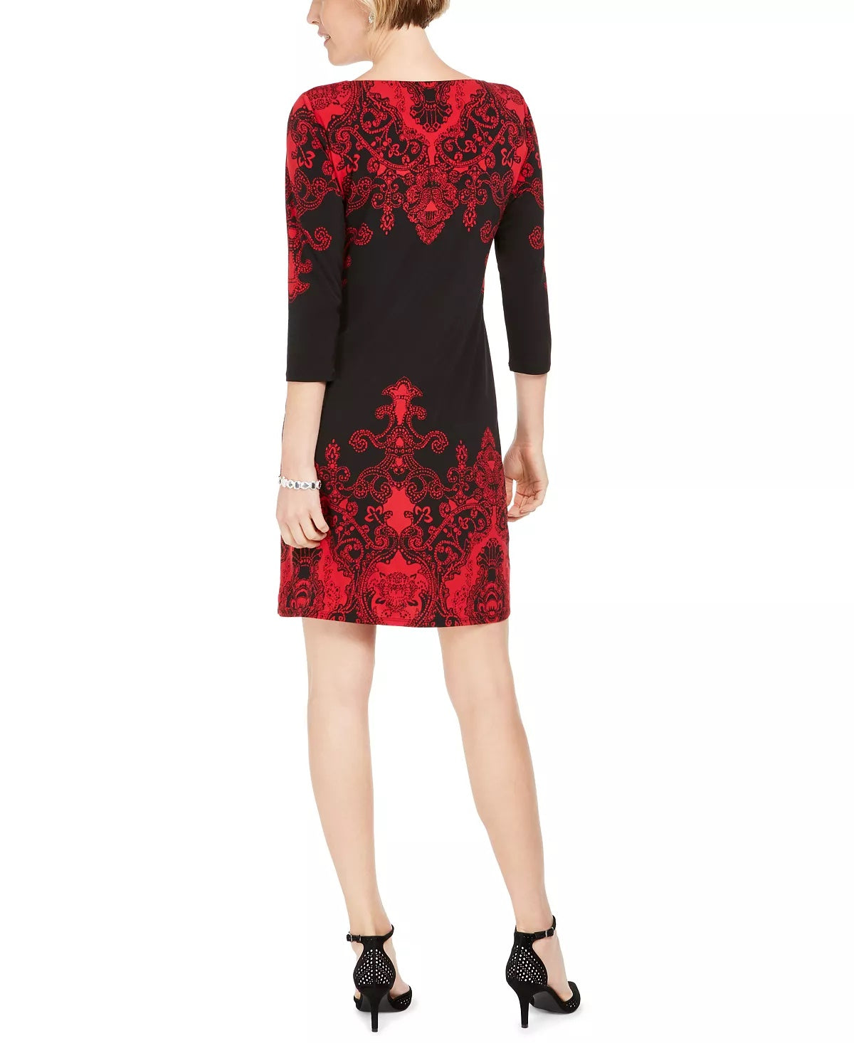 JM Collection Women's Petite Printed Dress Black Size Small