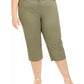 Karen Scott Womens Plus Stretch Tummy Control Capri Pants Gray Size 24W