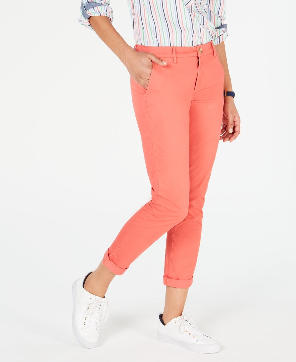 Tommy Hilfiger Women's Hampton Straight-Leg Pants Orange Size 6