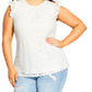 City Chic Women's Trendy Plus Ornamental Lace Top White Size Petite Small