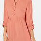 Style & Co Women's Babydoll Tunic Shirt Orange Size Petite X-Large