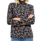 Karen Scott Women's Printed Turtleneck Top Black Size X-Large