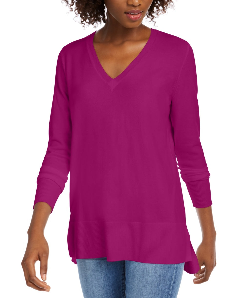 Maison Jules Women's V-Neck Sweater Pink Size X-Small