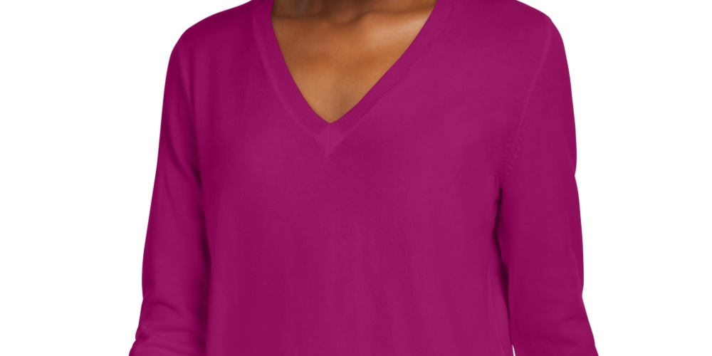 Maison Jules Women's V-Neck Sweater Pink Size X-Small