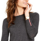 Charter Club Women's Button Cuff Crewneck Merino Wool Sweater Gray Size X-Small