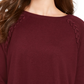Style & Co Women's Lace Up Chevron Trim Sweater Red Size -PS