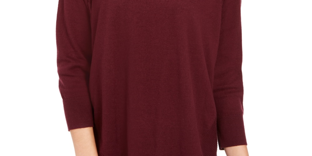 Style & Co Women's Lace Up Chevron Trim Sweater Red Size -PS