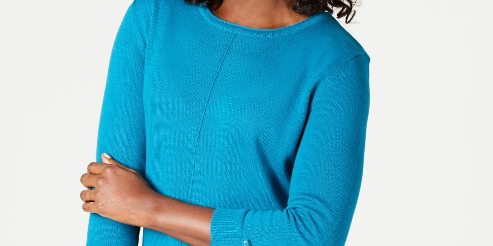 Karen Scott Women's Cotton Sweater Blue Size Small