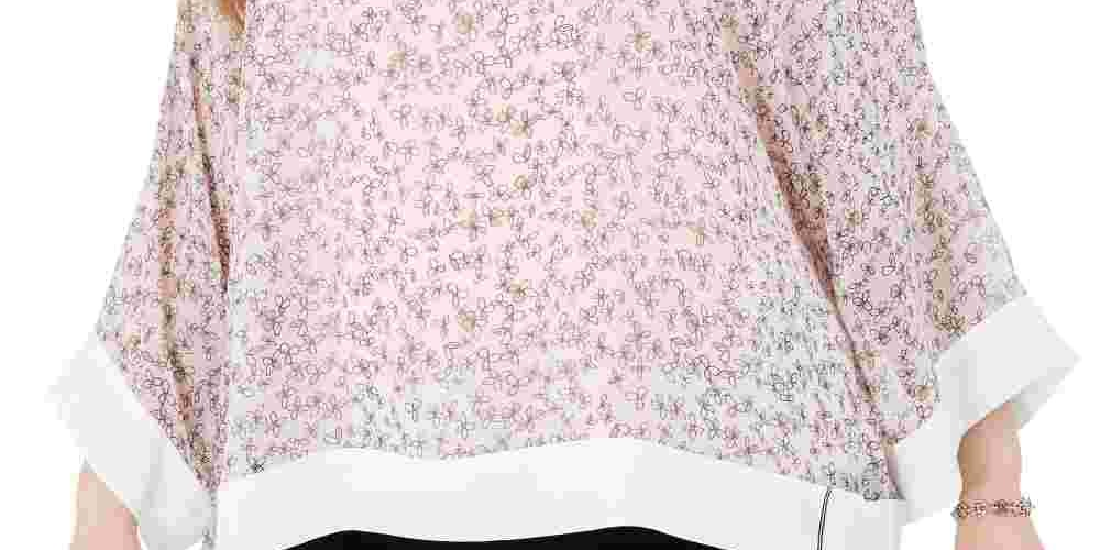 Tommy Hilfiger Women's Plus Size Printed Chiffon Top Pink Size 3X