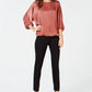 Alfani Women's Washed Satin Dolman Sleeve Bubble Top Pink Size Petite Small