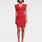 DKNY Women's Cap Sleeve Square Neck Short Sheath Party Dress Red Size 6