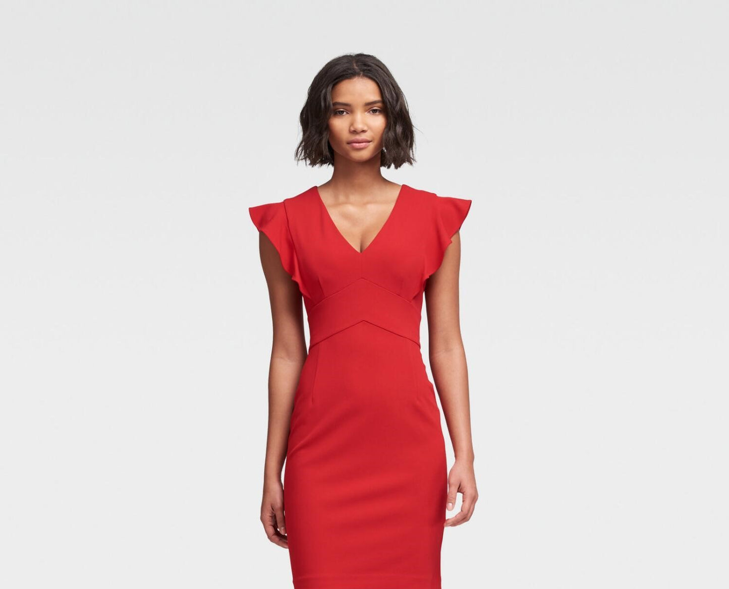 DKNY Women's Cap Sleeve Square Neck Short Sheath Party Dress Red Size 6